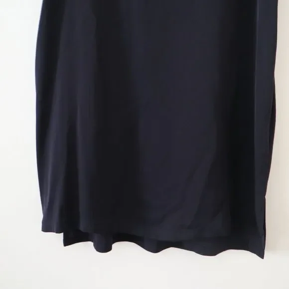 Theory Size S Roliet Modern Silk Satin & Jersey Mixed Tank Top Navy Blue Black - Picture 7 of 12
